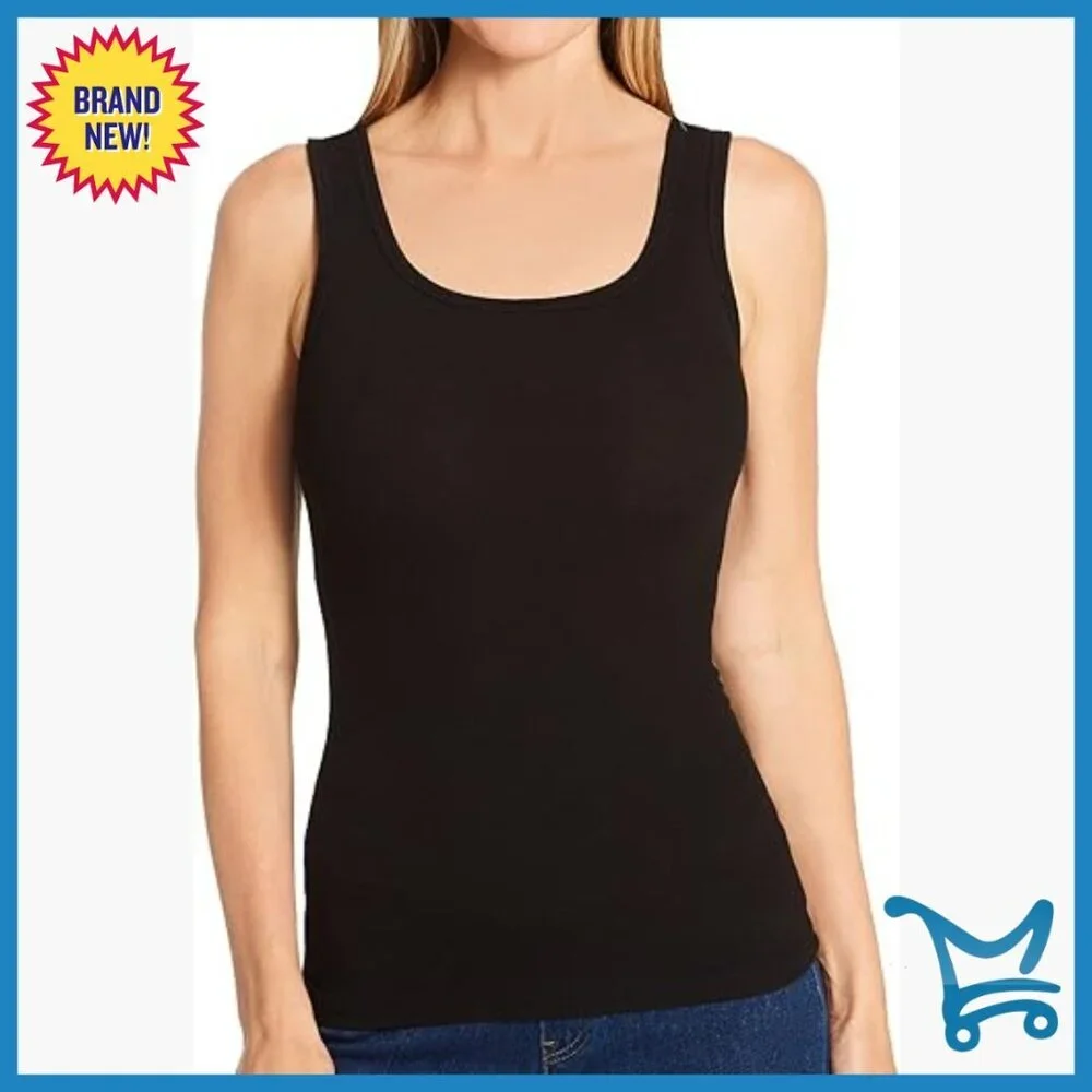 Full-Length Scoop Neck Tank Top, Cotton Spandex Blend, Supportive Loungewear